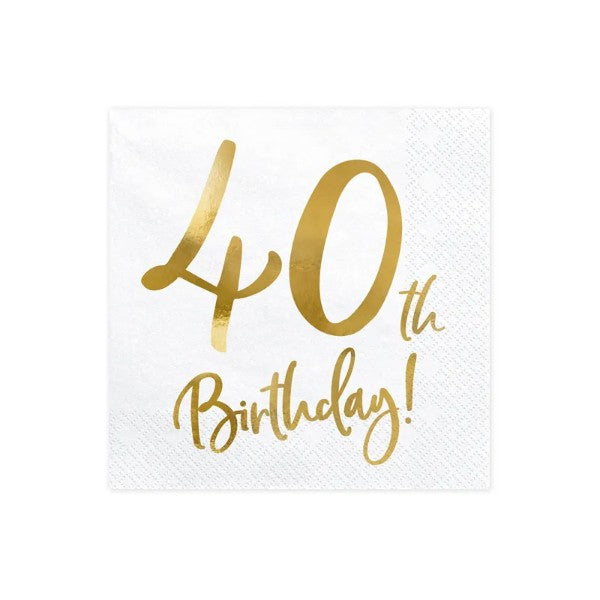Napkins 40th Birthday, white
