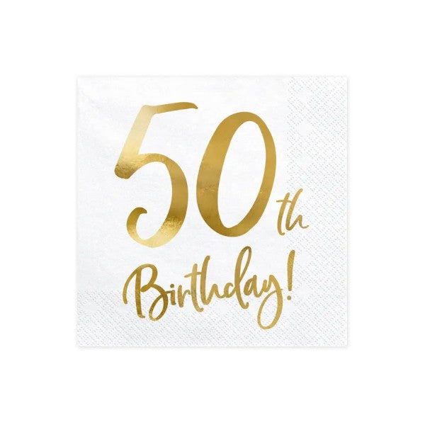 Napkins 50th Birthday, white
