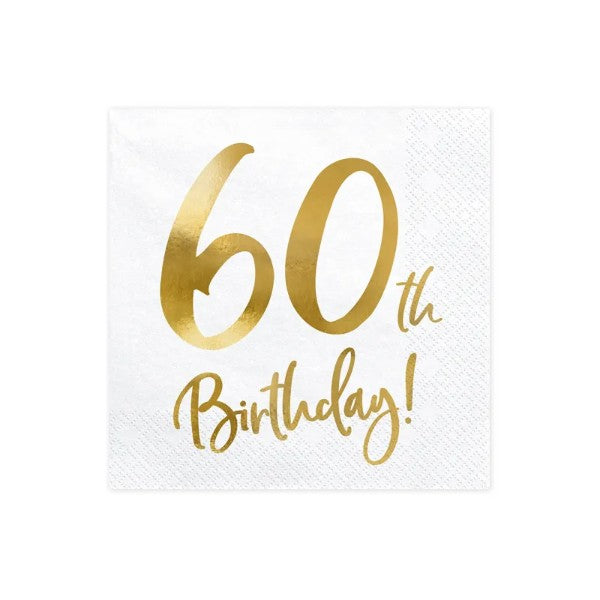 Napkins 60th Birthday, white