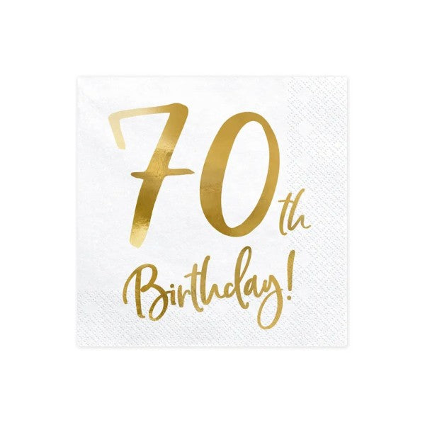 Napkins 70th Birthday, white