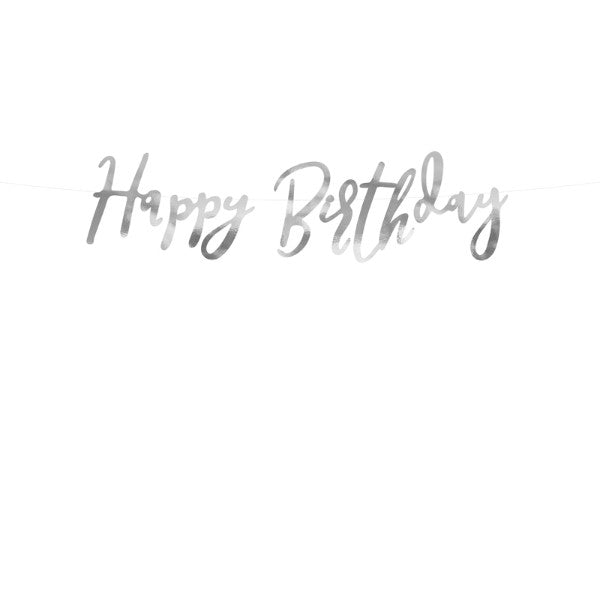 Banner Happy Birthday, silver