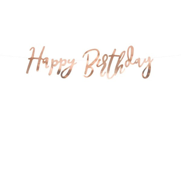 Banner Happy Birthday, rose gold