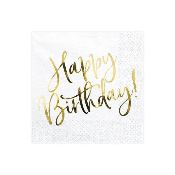 Napkins Happy Birthday, white