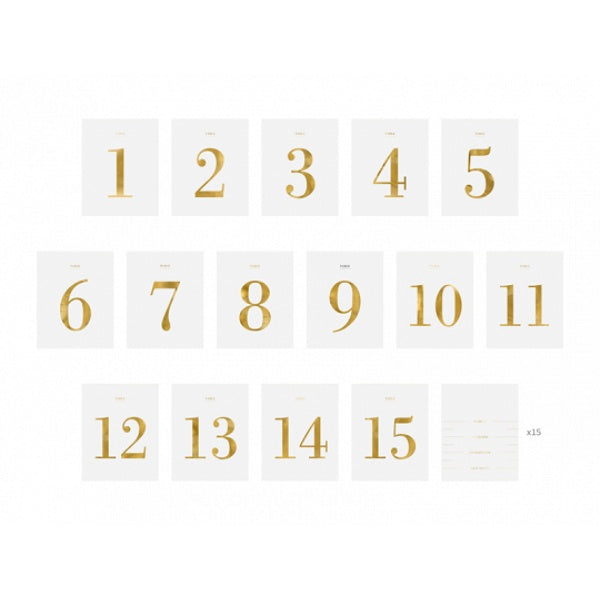 Table numbers - set of labels