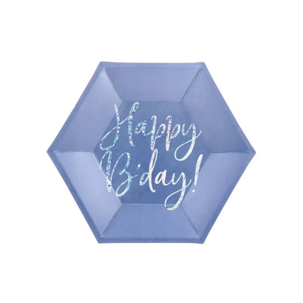 Plates Happy B'day!, navy blue