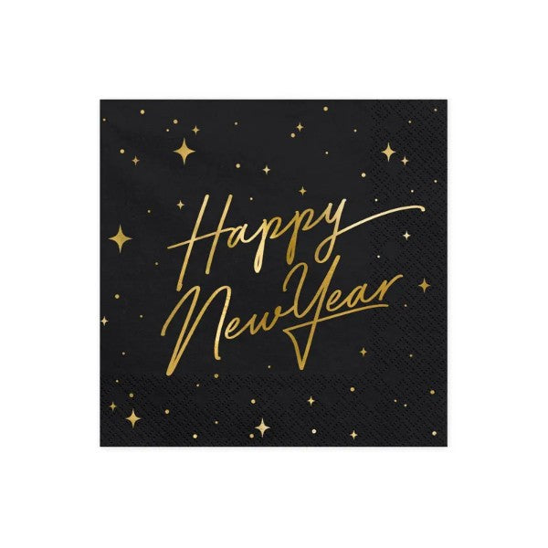 Napkins Happy New Year, black