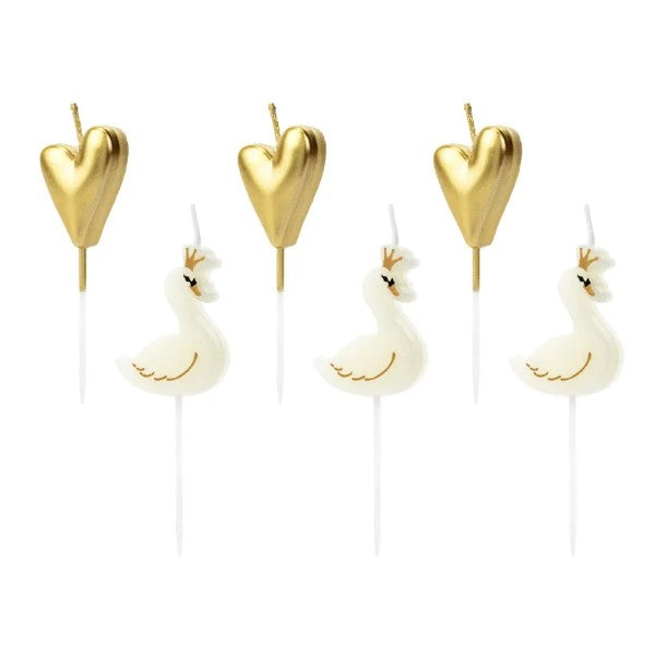 Birthday candles Lovely Swan, mix, 3.5-4cm: 1pkt/6pc.