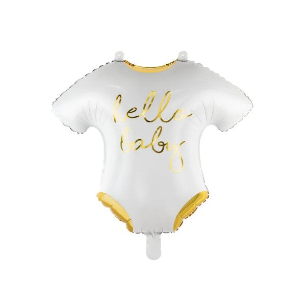 Foil balloon Baby romper - Hello Baby, white