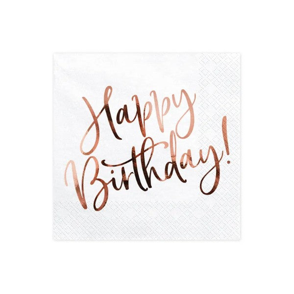 Napkins Happy Birthday, white