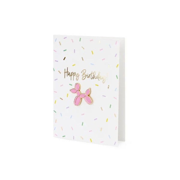 Card with enamel pin Balloon dog, 10.5x14.8cm