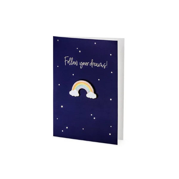 Card with enamel pin Rainbow, 10.5x14.8cm
