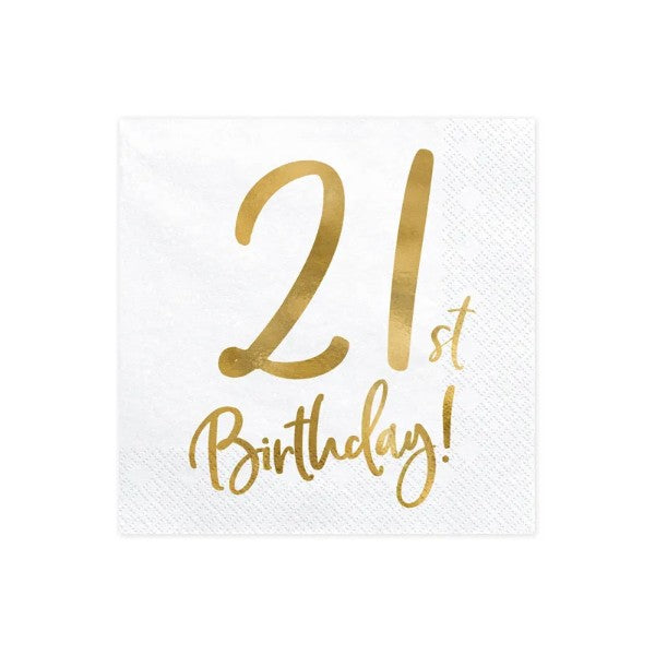 Napkins 21st Birthday, white