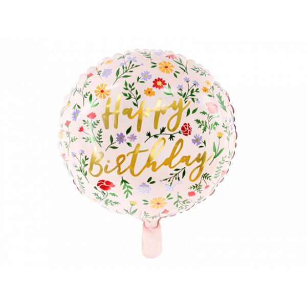 Foil balloon Happy Birthday, light pink