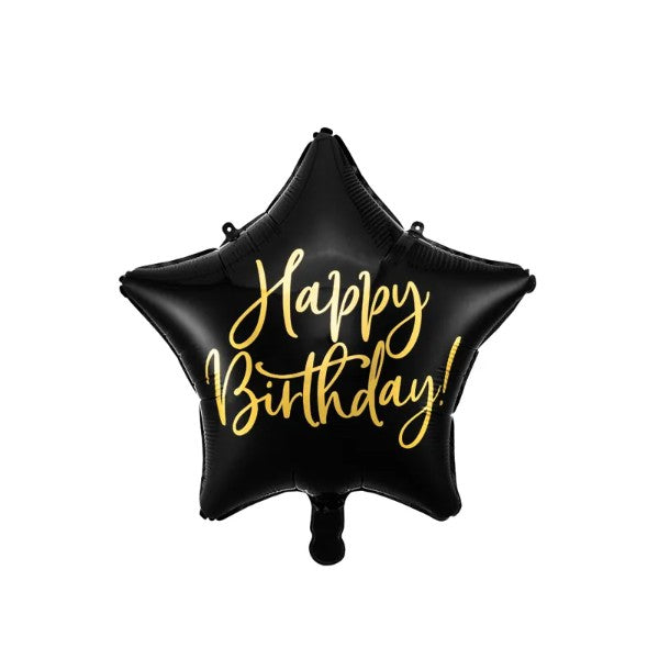 Foil balloon Happy Birthday, black