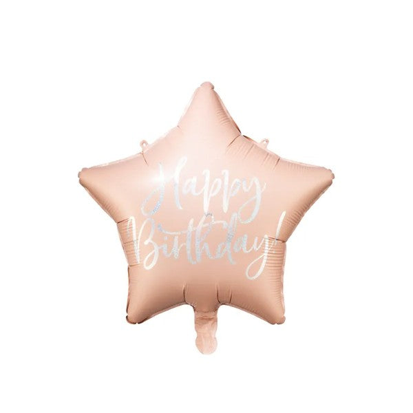 Foil balloon Happy Birthday, light powder pink