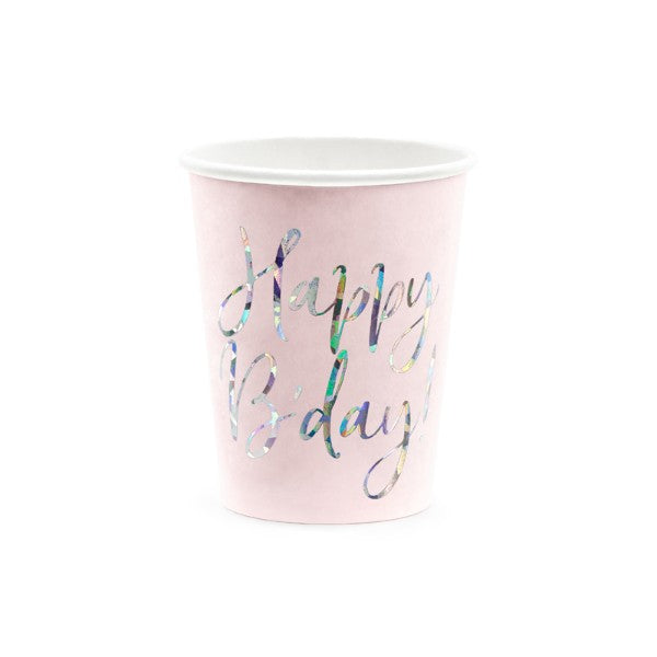 Cups Happy B'day!, light powder pink
