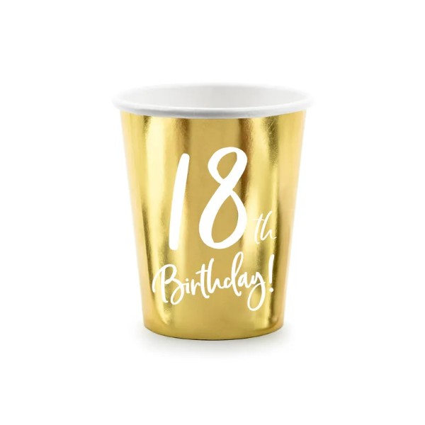 Paper cups 18th Birthday, gold