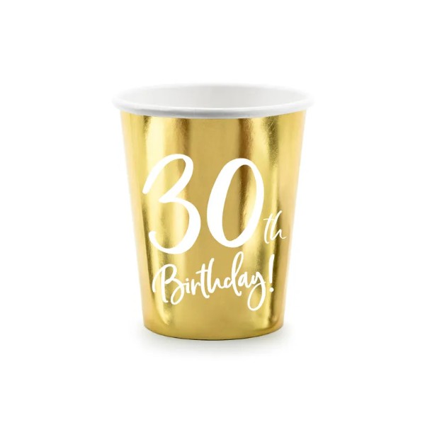 Paper cups 30th Birthday, gold