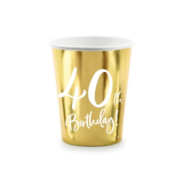 Paper cups 40th Birthday, gold
