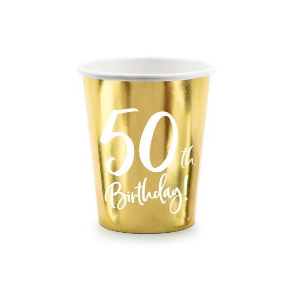 Paper cups 50th Birthday, gold