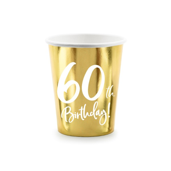 Paper cups 60th Birthday, gold