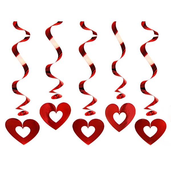 Swirls Hearts, red, 60cm: 1pkt/5pc.