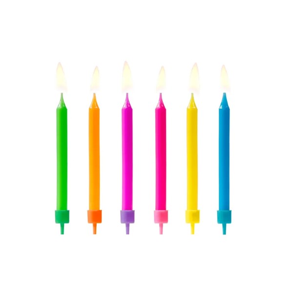 Birthday candles Colourful, mix, 6.5cm: 1pkt/6pc.
