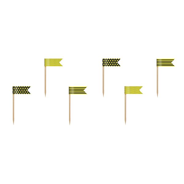 Cupcake Toppers Mini Flags Bee, mix