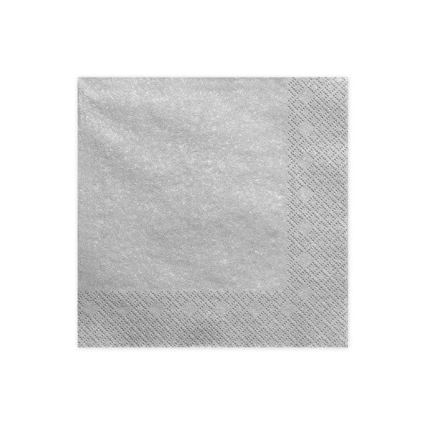 Napkins, 3 layers, silver metallic