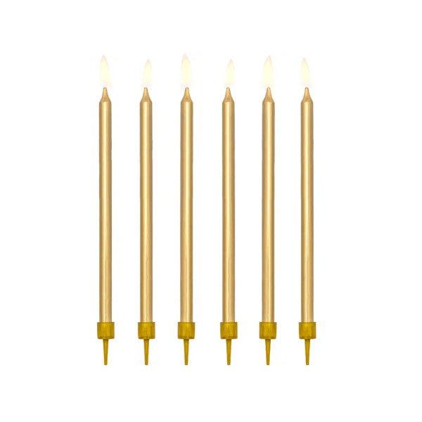 Birthday candles, plain, gold