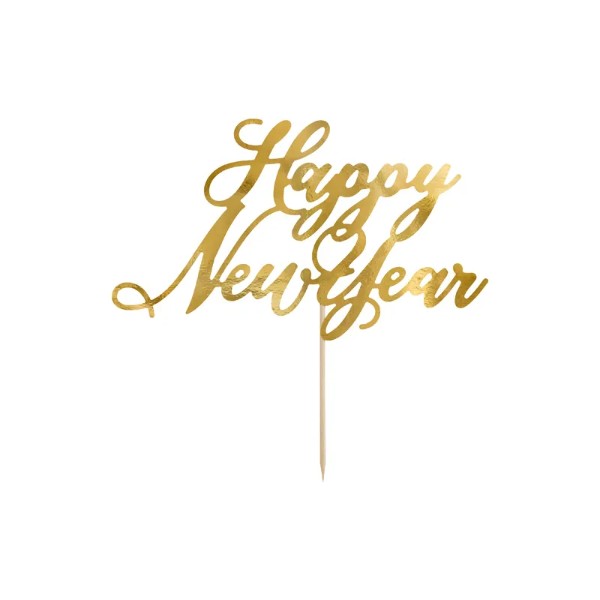 Cake topper Happy New Year, gold