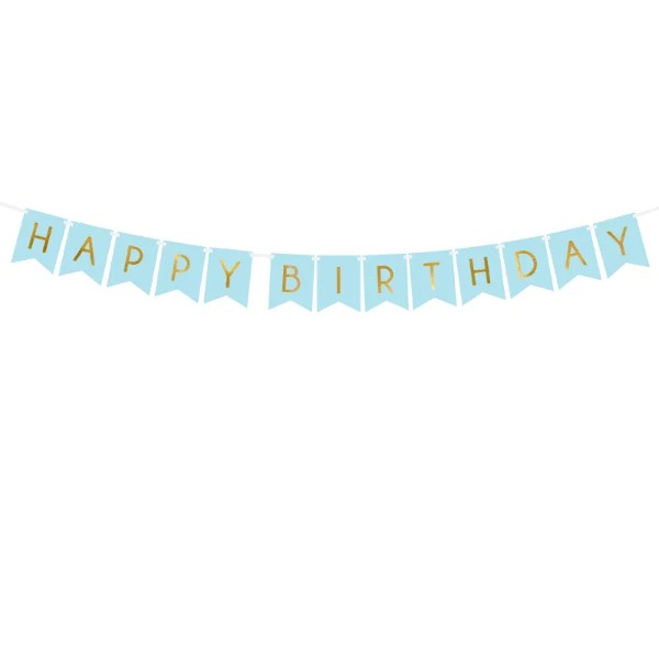 Banner Happy Birthday, light blue