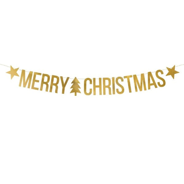 Banner Merry Christmas, gold