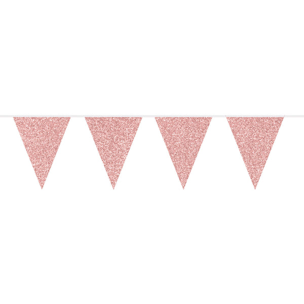 Rose Gold Glitter Bunting Garland - 6 m