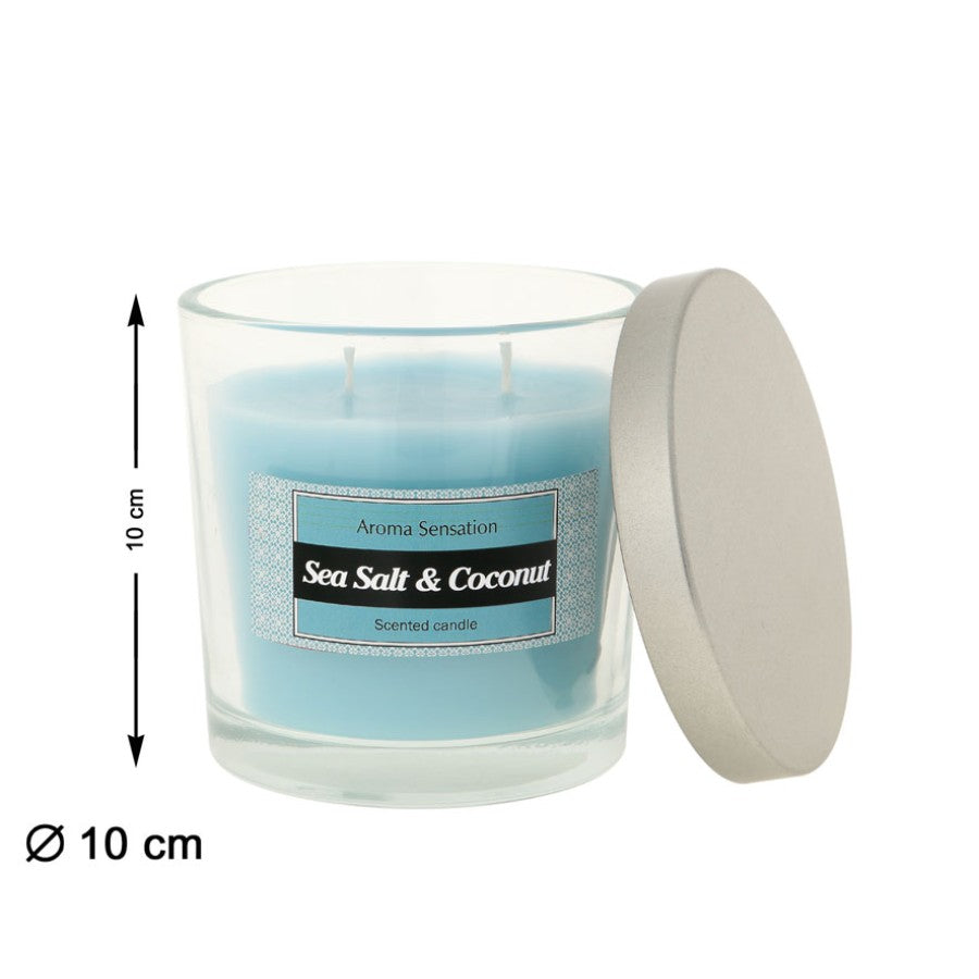 CANDLE D10X10CM  SEA SALT  AND COCONUT  12 ASS.