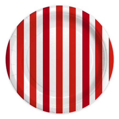 Plates Stripes Red
