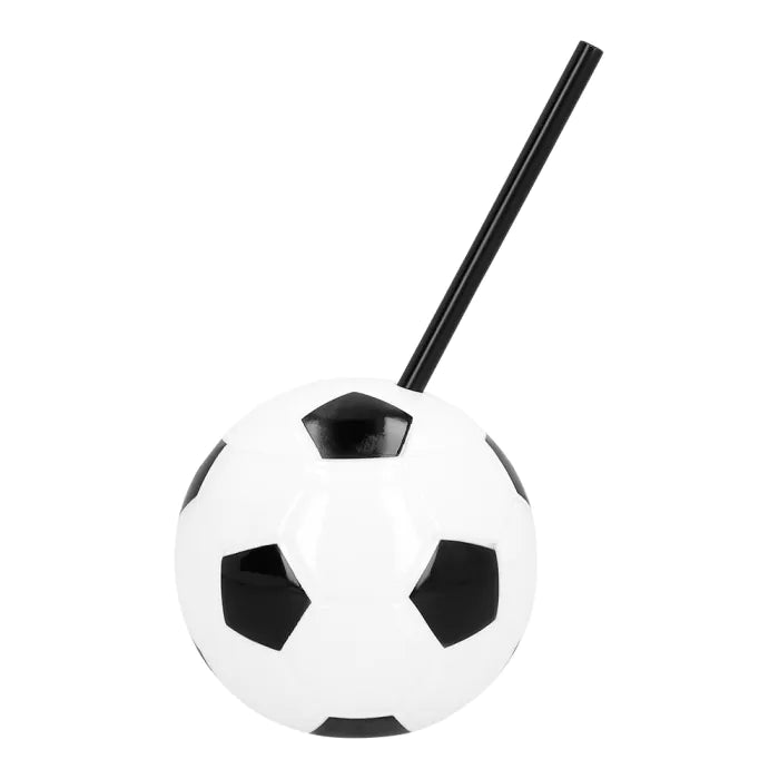 Football cup with straw