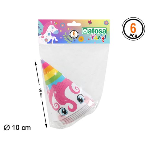 UNICORN PARTY HATS x 6