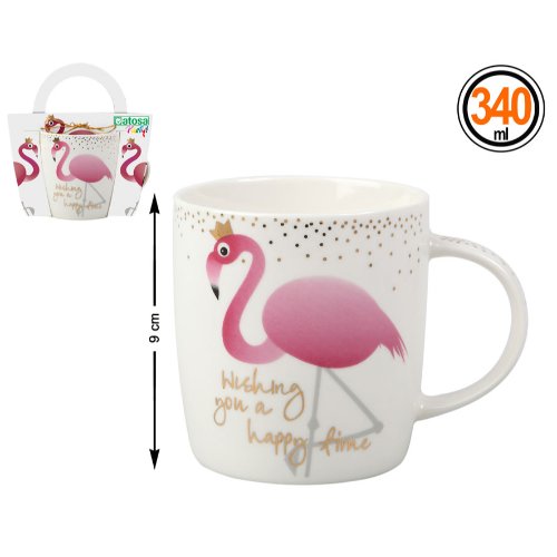 CUP 9X8.5CM FLAMINGO 340ML