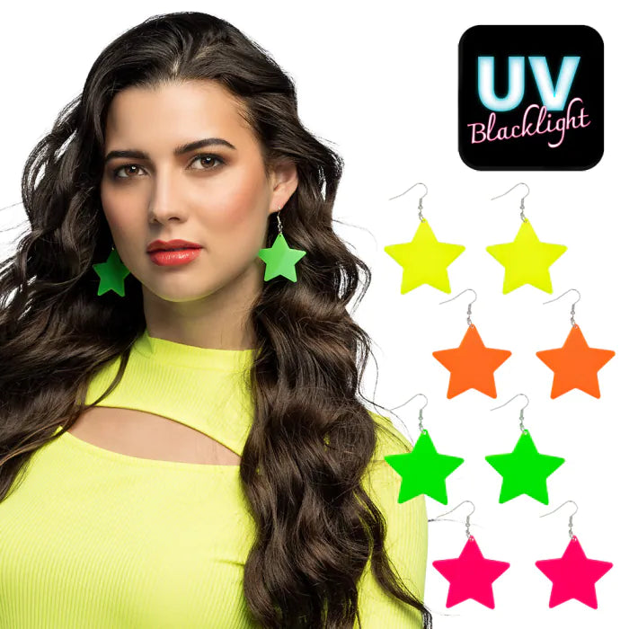 Pair earrings Neon Star UV