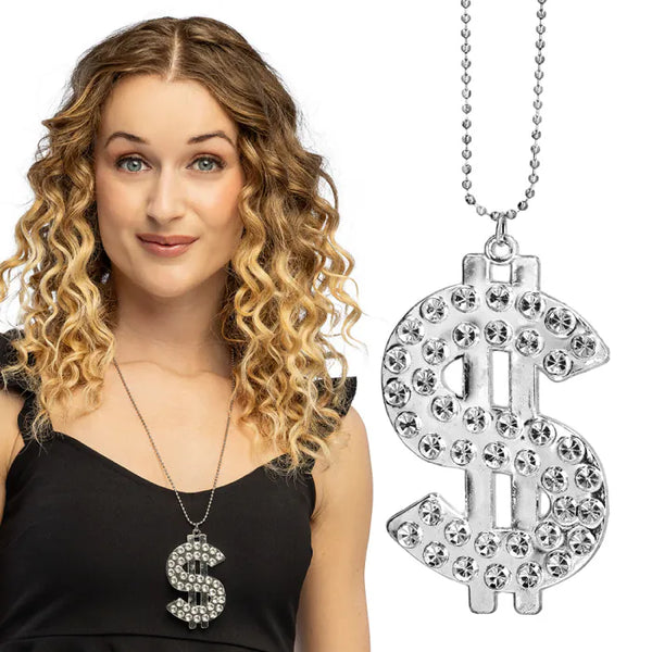 Necklace Bling dollar silver