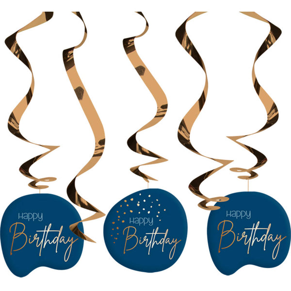 Swirl Deco blue Happy Birthday /5