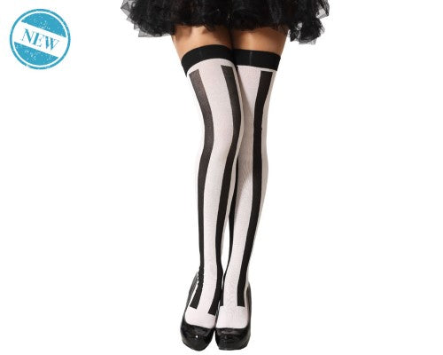 Halloween Tights black and white stripes