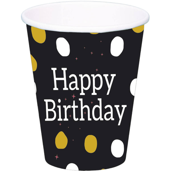 Cups Happy Birthday Black 250ml /8
