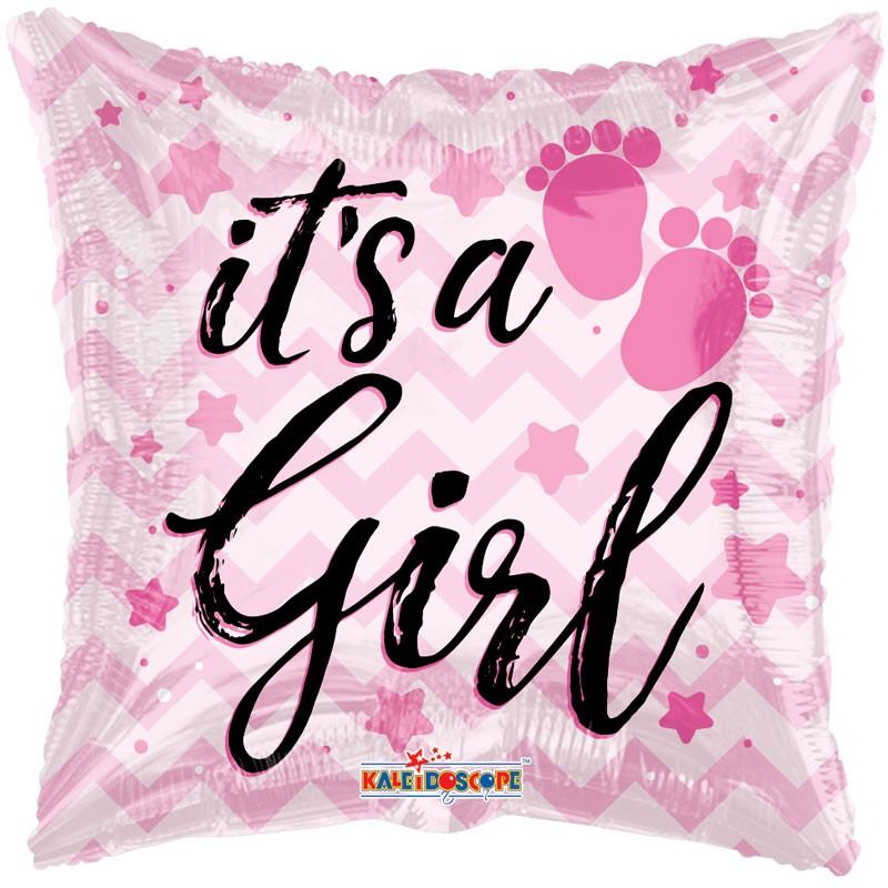 Balloon-It's a girl pink pillow