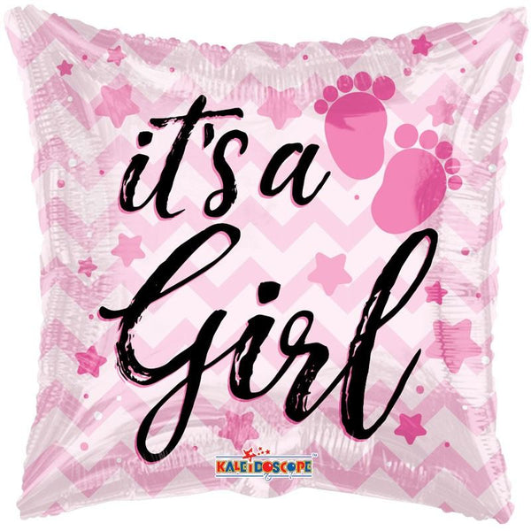 Balloon-It's a girl pink pillow