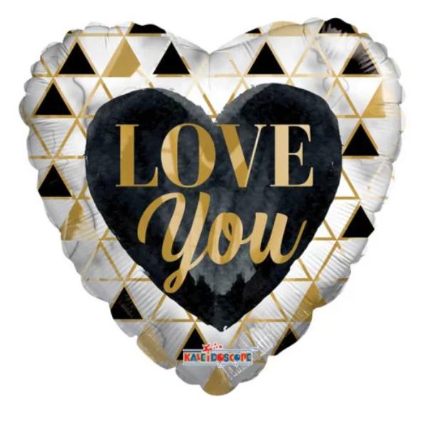 "I Love You" heart Black Foil Ballon