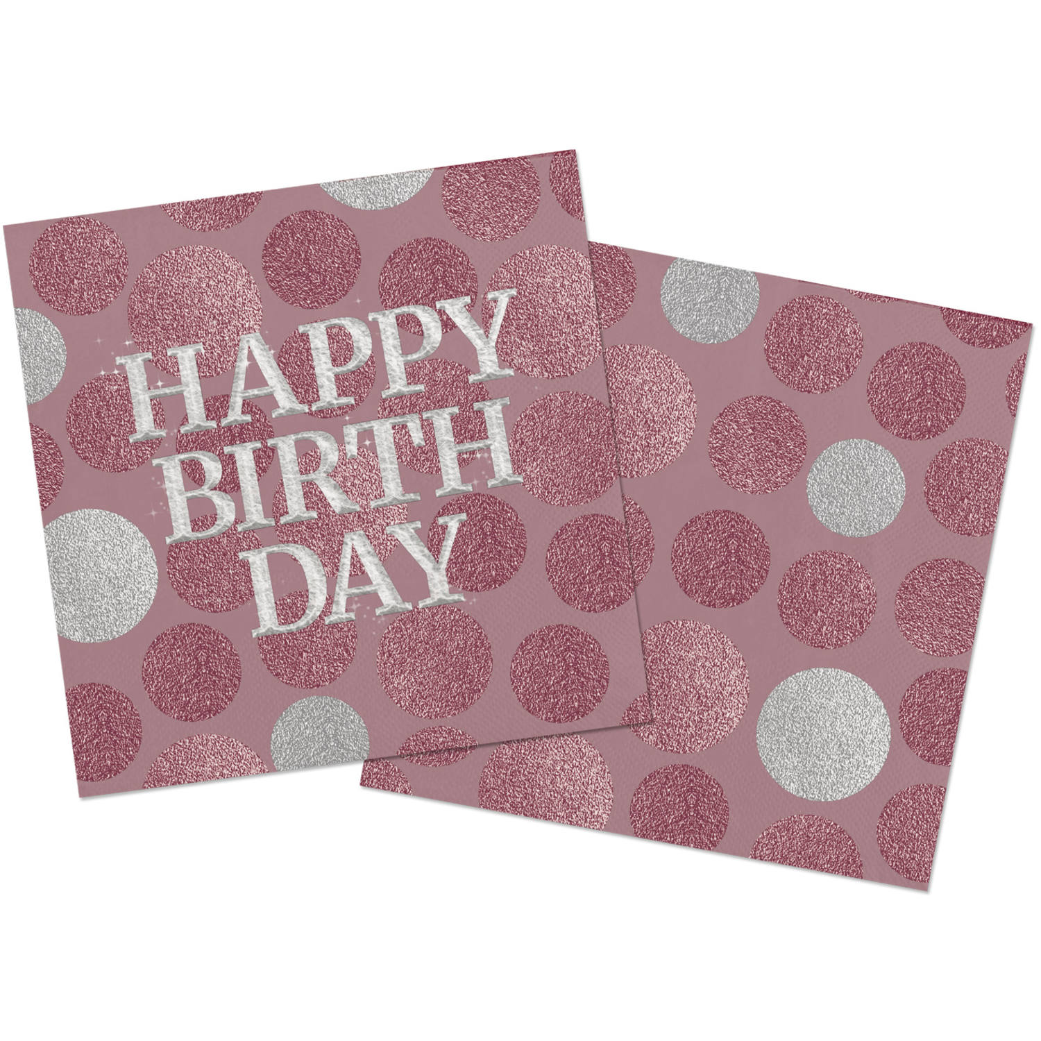 Napkins Happy Bday Pink 33x33cm/20