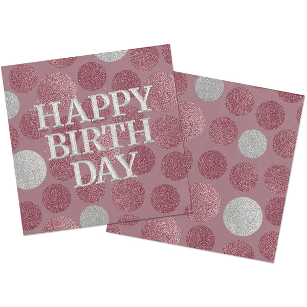 Napkins Happy Bday Pink 33x33cm/20
