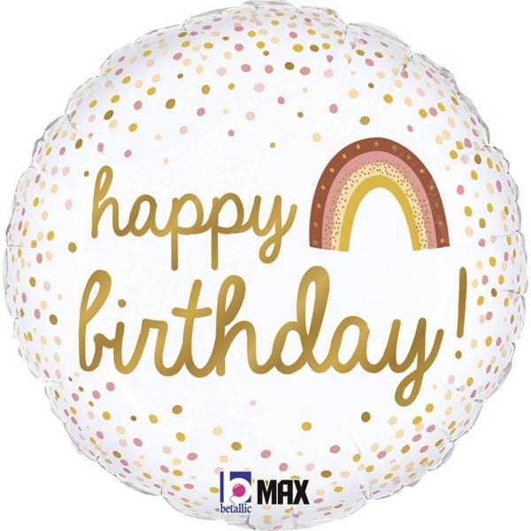 "Happy Birthday" With a Rainbow foil Balloon